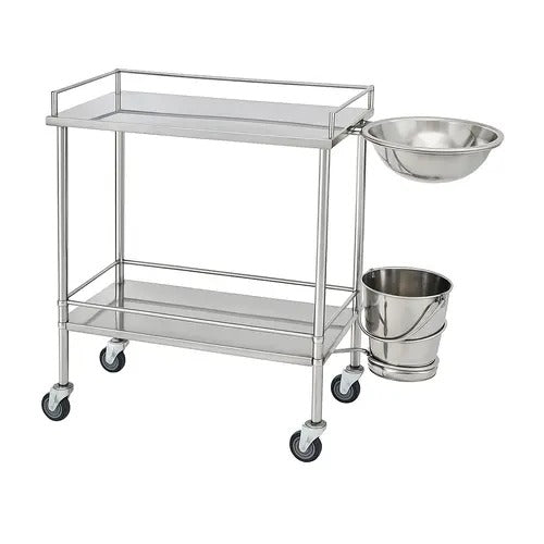 kaarya Dressing Trolley All Stainless Steel with Bowl and Bucket