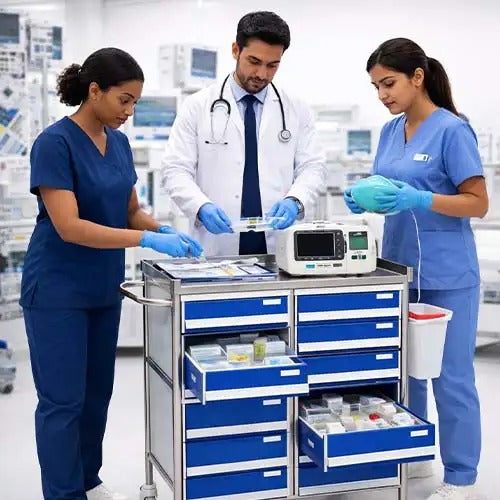 kaarya Crash Cart Trolley Double Drawers