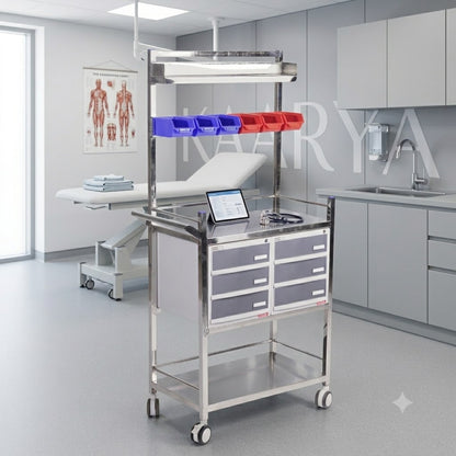 kaarya Crash Cart Trolley – Stainless Steel