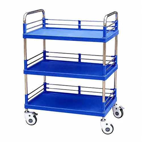kaarya Medicine Trolley 3 Shelf Stainless Steel ABS Blue