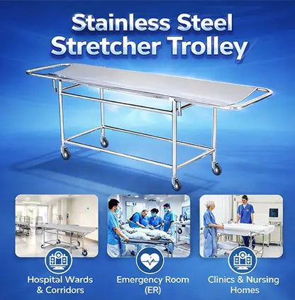 kaarya Stretcher Trolley Stainless Steel