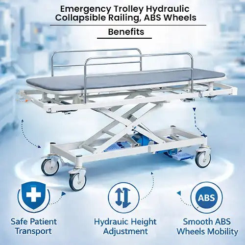kaarya Emergency Trolley Hydraulic Patient Shifting Trolley