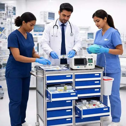 kaarya Crash Cart Trolley Double Drawers