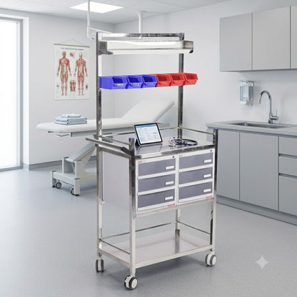 kaarya Crash Cart Trolley – Stainless Steel