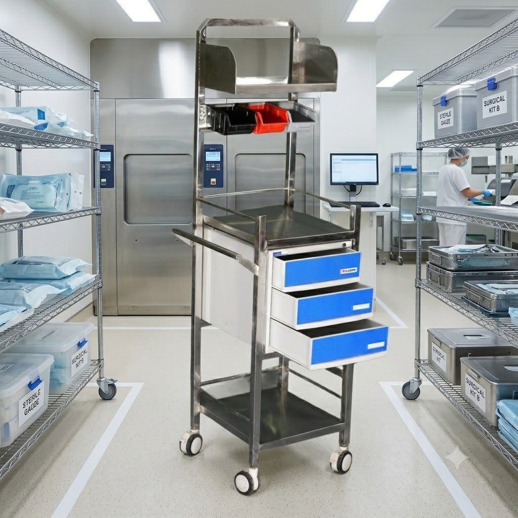 kaarya Mini Crash Cart Trolley SS 202